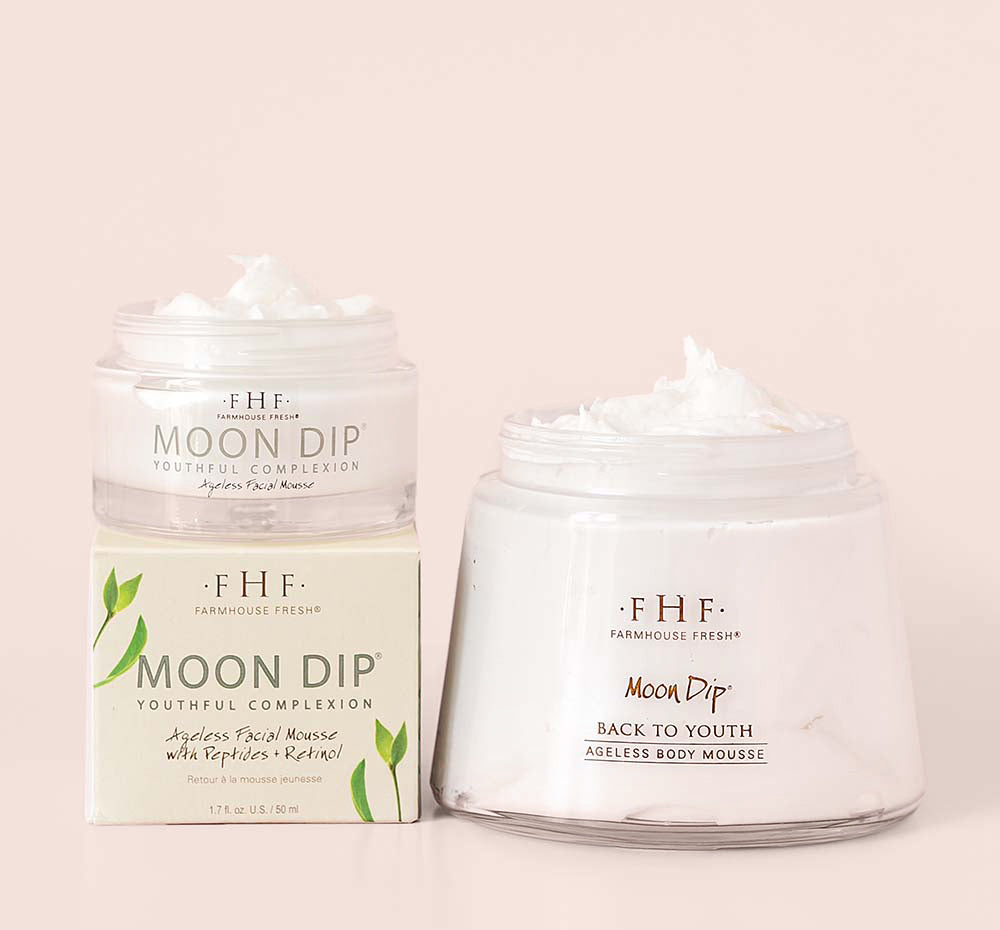 FarmHouse Fresh’s Back To Youth Body Set that includes a body mousse with peptides and organic body scrub.