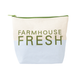 The front side of the signature Farmhouse Fresh Canvas Cosmetic Bag with logo.