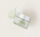 A jar and a texture smear of FarmHouse Fresh Fields of Green Organic Matcha Ultra-Soothing Face Moisturizer that hydrates, soothes and rejuvenates skin.