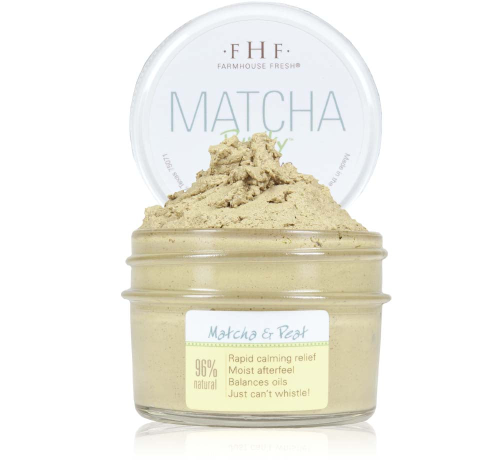 A jar of Matcha Purity Face Mask by FarmHouse Fresh for sensitive, dry, dehydrated and acneic skin