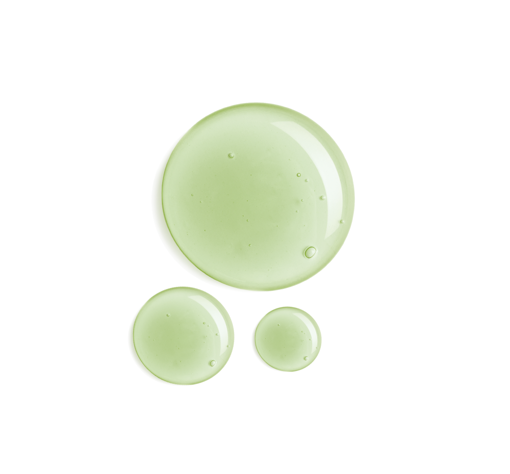 Three drops of FarmHouse Fresh New Groove face cleanser with CBD that show its refreshing gel texture.