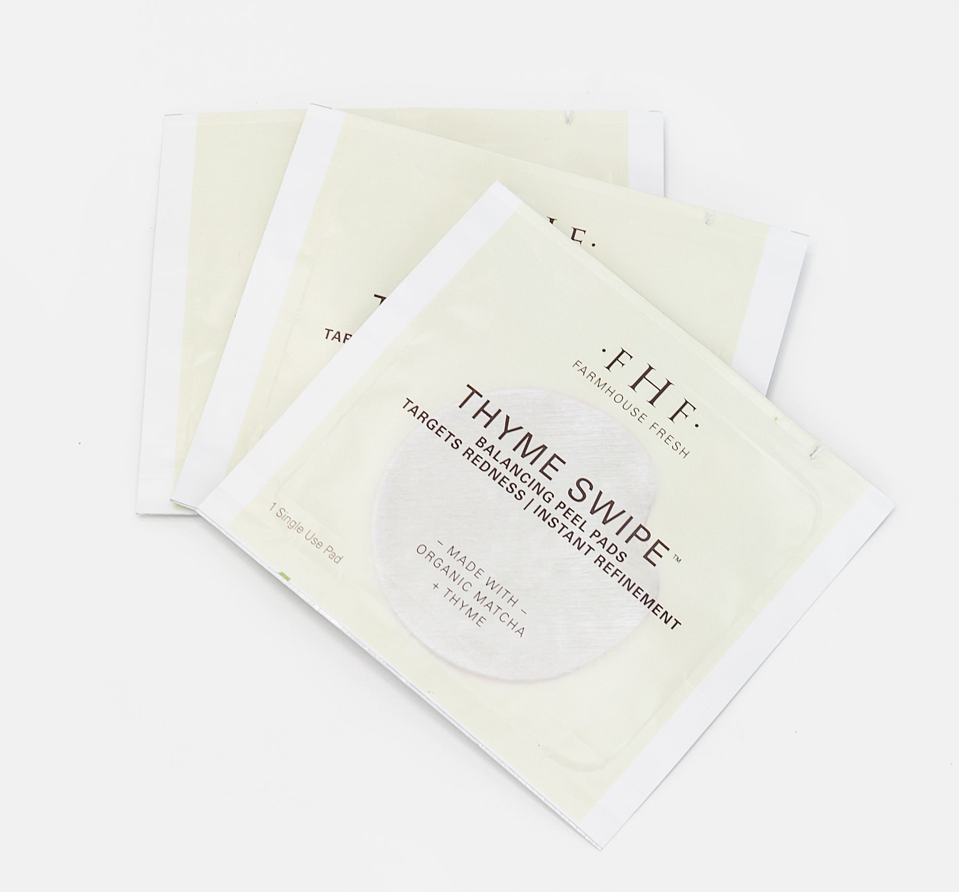 Sample of FarmHouse Fresh Thyme Swipe balancing peel pads.