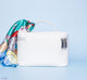 FHF Vegan Leather Cosmetic Bag with Smurf Village Silk Scarf