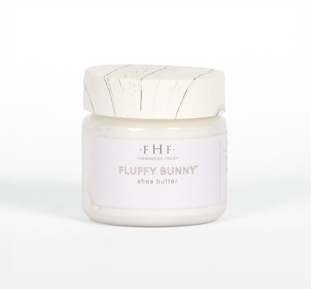 A sample of Fluffy Bunny shea butter cream by Farmhouse Fresh.