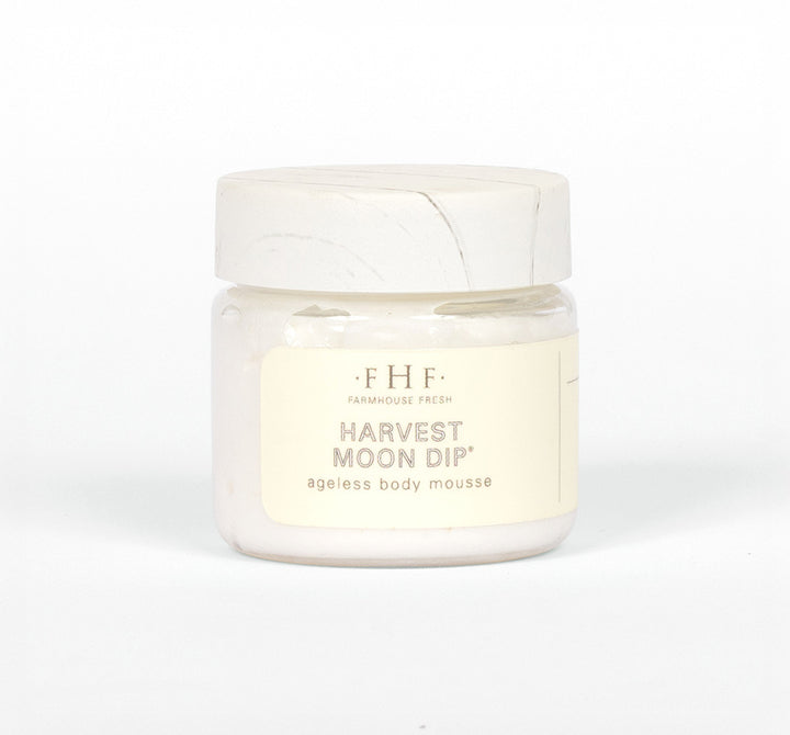 A sample of Harvest Moon Dip body mousse by Farmhouse Fresh.
