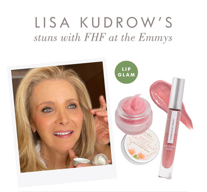 Lisa Kudrow wearing FarmHouse Fresh lip products at the Emmys, featuring Sweet Tea & Lotus Flower Jelly Lip Mask and Delicate Rose lip gloss cdn.shopify.com