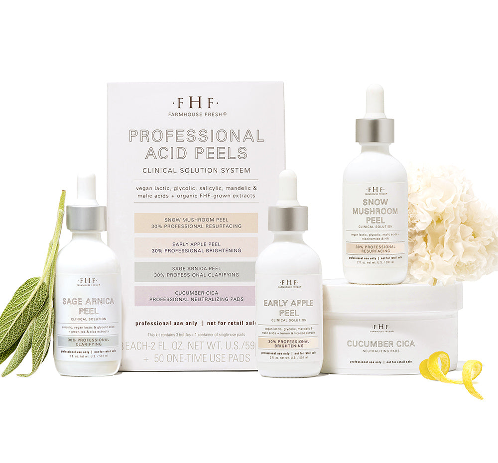 FHF Professional Acid Peels box and products on a white background.