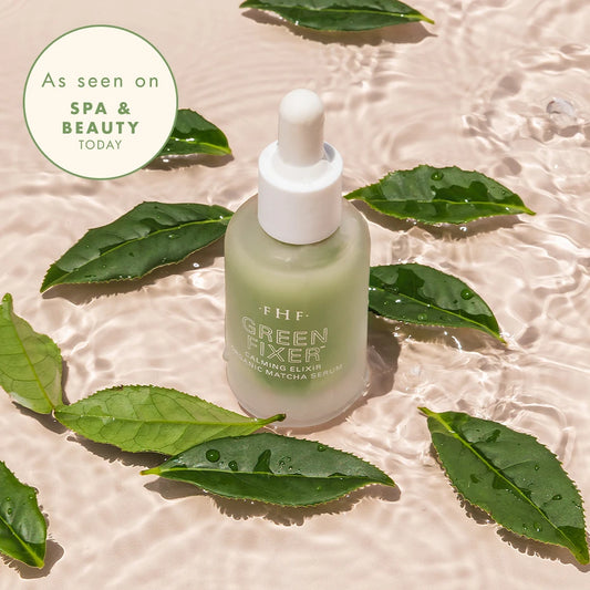 The Best Matcha Beauty Products for Hair & Skin featuring FarmHouse Fresh Green Fixer Calming Elixir Organic Matcha Serum