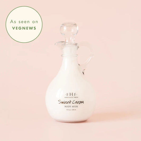 Veg News: 17 Gifts for the Vegan Beauty and Fashion Lover; Sweet Cream Body Milk featuring FarmHouse Fresh Sweet Cream Body Milk Cruet