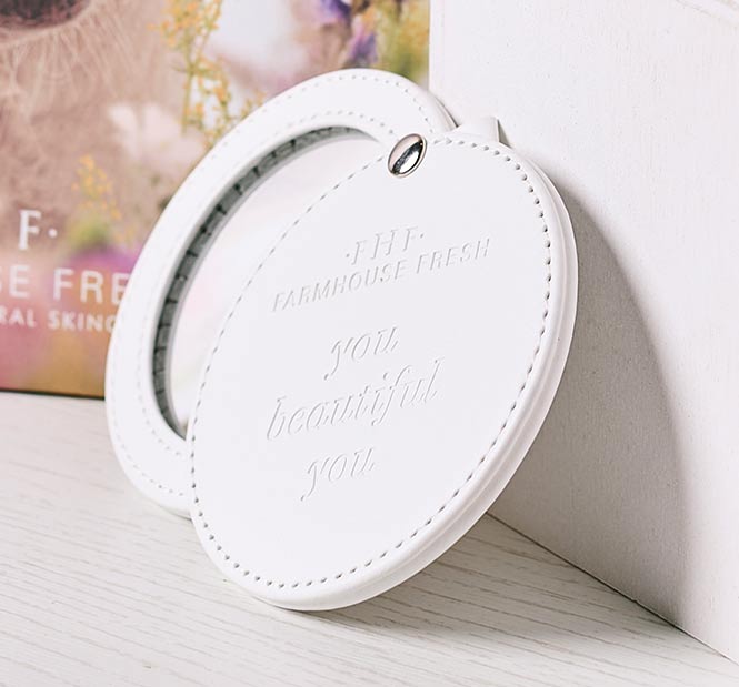 White Vegan Leather Pocket Mirror