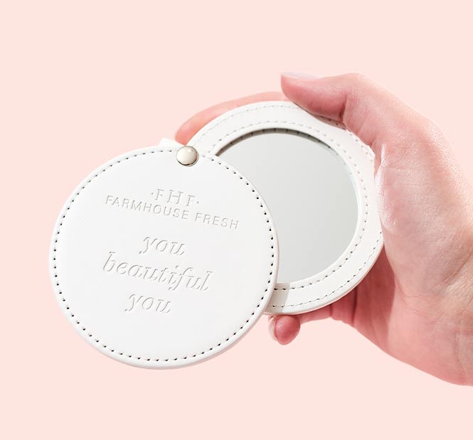 White Vegan Leather Pocket Mirror