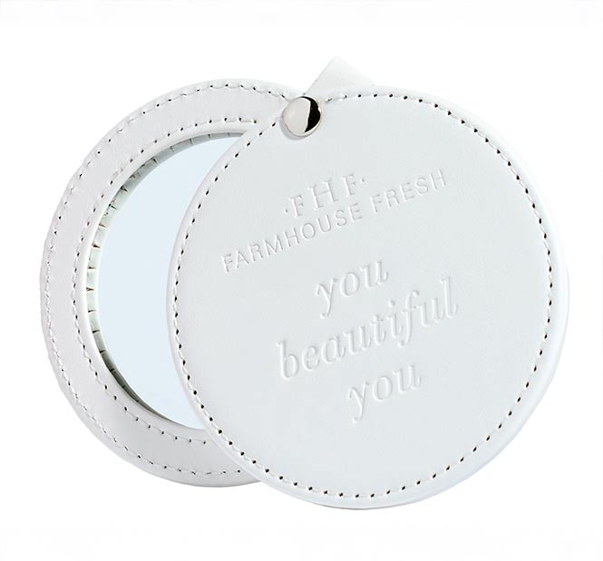 White Vegan Leather Pocket Mirror