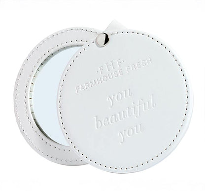 White Vegan Leather Pocket Mirror