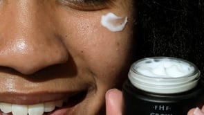 A video showing the lightweight texture of Crow Catcher eye cream by Farmhouse Fresh, made to reduce wrinkles in the eye area.