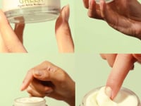 A video featuring redness-reducing and soothing benefits of FarmHouse Fresh Fields of Green Organic Matcha Ultra-Soothing Moisturizer, showcasing its lightweight texture and natural ingredients.
