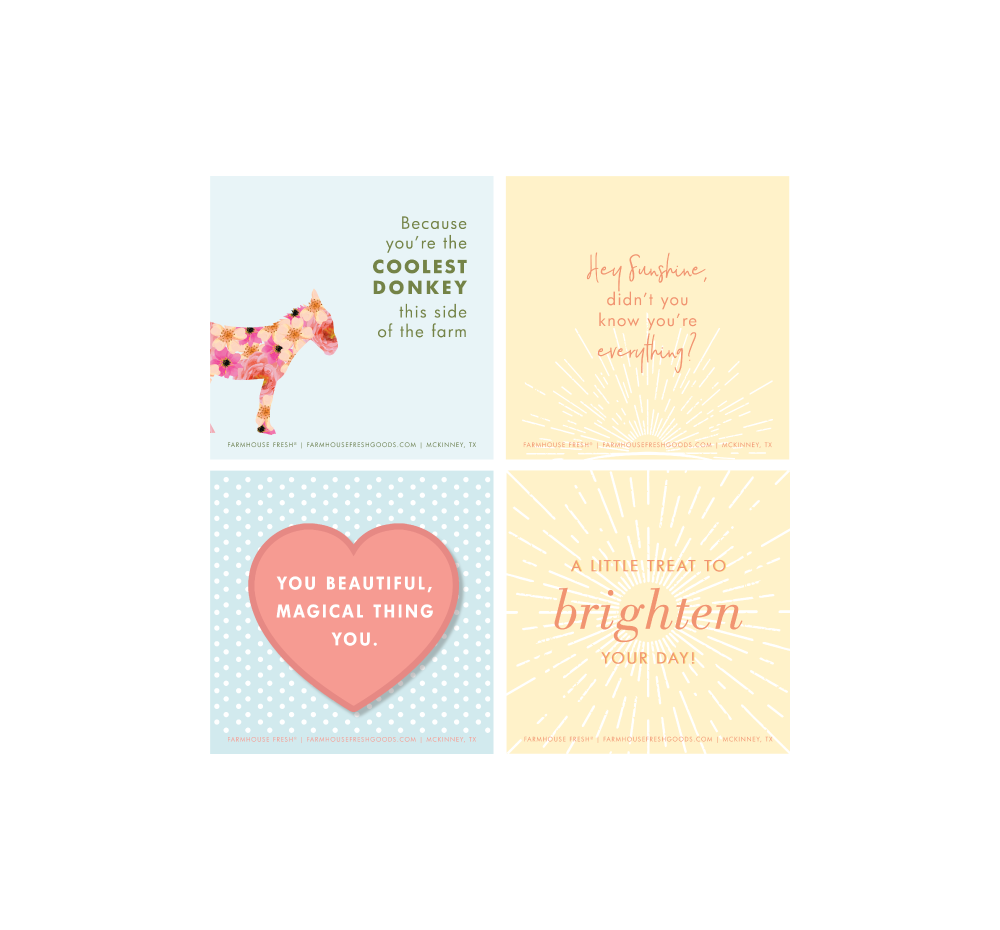 A selection of just because FHF Greeting Cards.