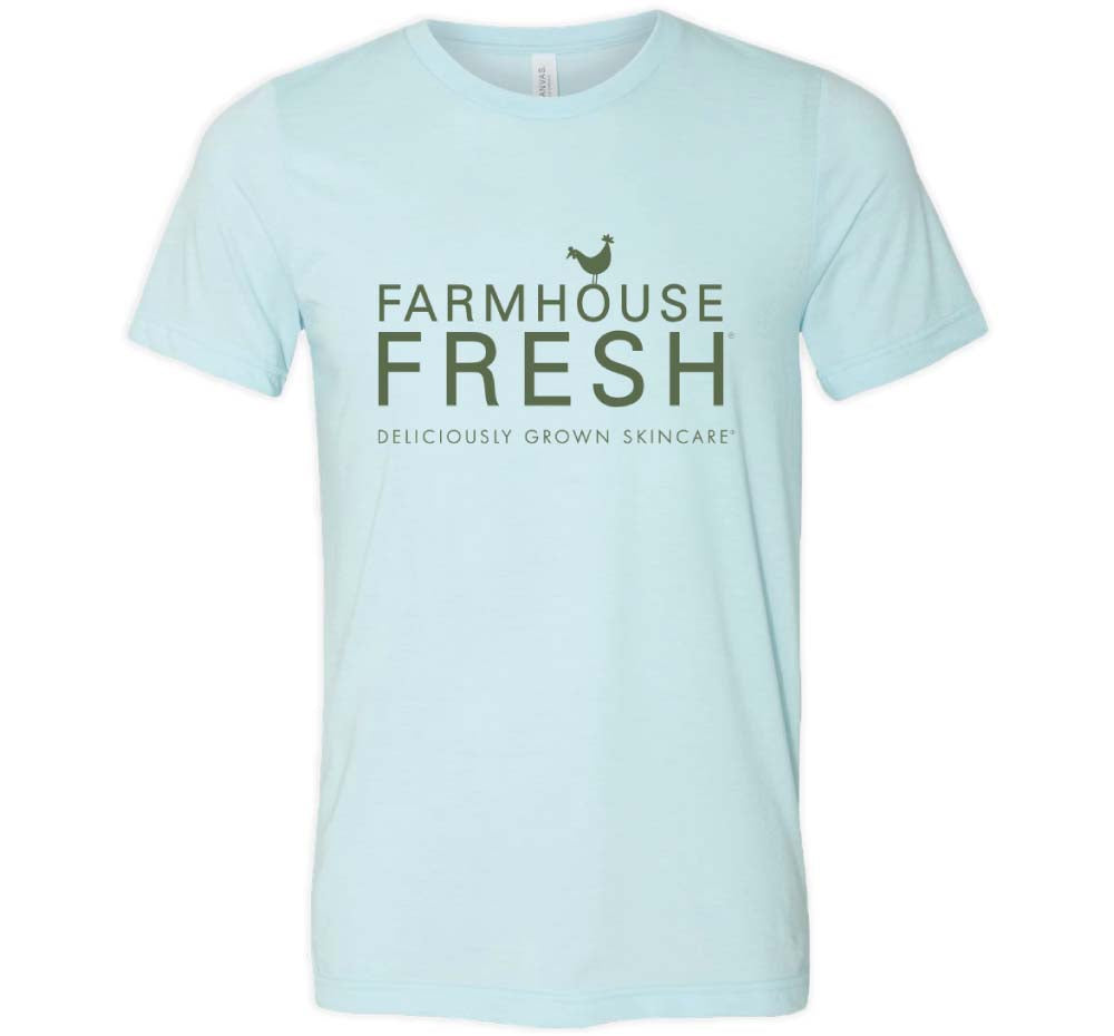 The front view of FarmHouse Fresh® Donation T-Shirt in light blue color.