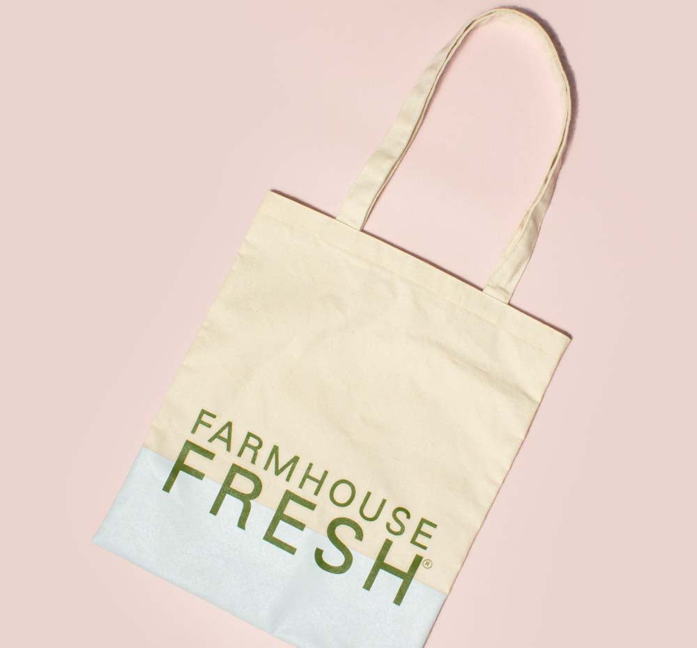 FarmHouse Fresh canvas Gifting Tote that makes a perfect gift wrap.