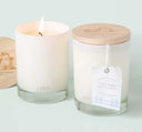A Fluffy Bunny candle with a wooden lid, scented with lavender, cream and mint-julep.