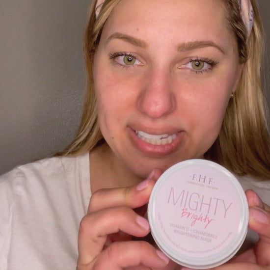 A licensed Esthetician explains benefits of brightening skincare products by FarmHouse Fresh and explains how to incorporate them into your daily skincare routine.