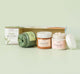Three jars of face masks from FarmHouse Fresh Quick Recovery Face Mask Sampler for clear, healthy skin. 