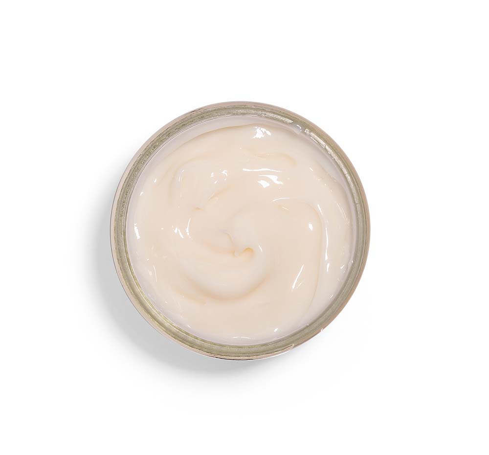 Top view of the jar of Will Dew Organic Probiotic Milk Balancing Mask by FarmHouse Fresh that calms irritation and makes skin smooth.